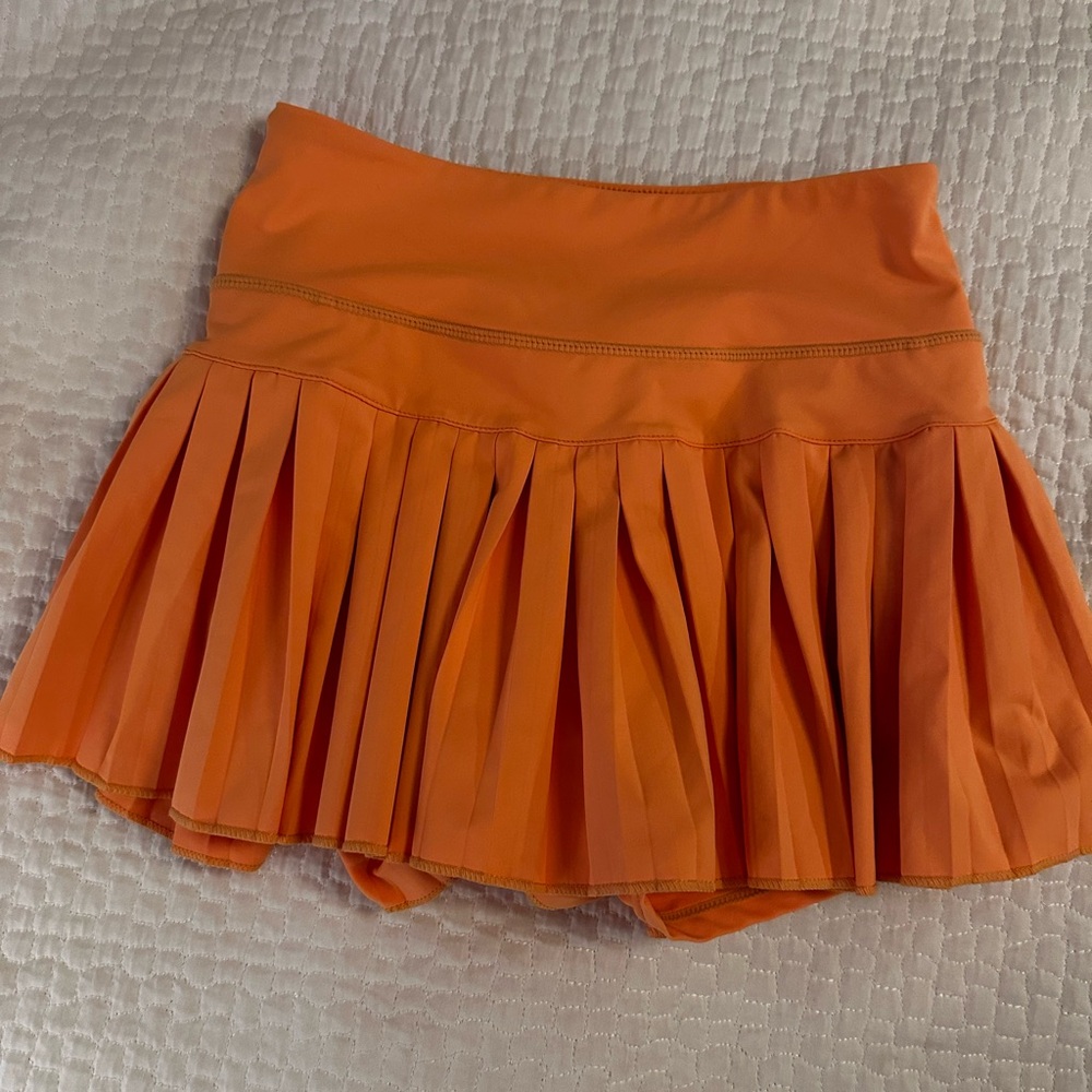 Orange Pleated Skirt
